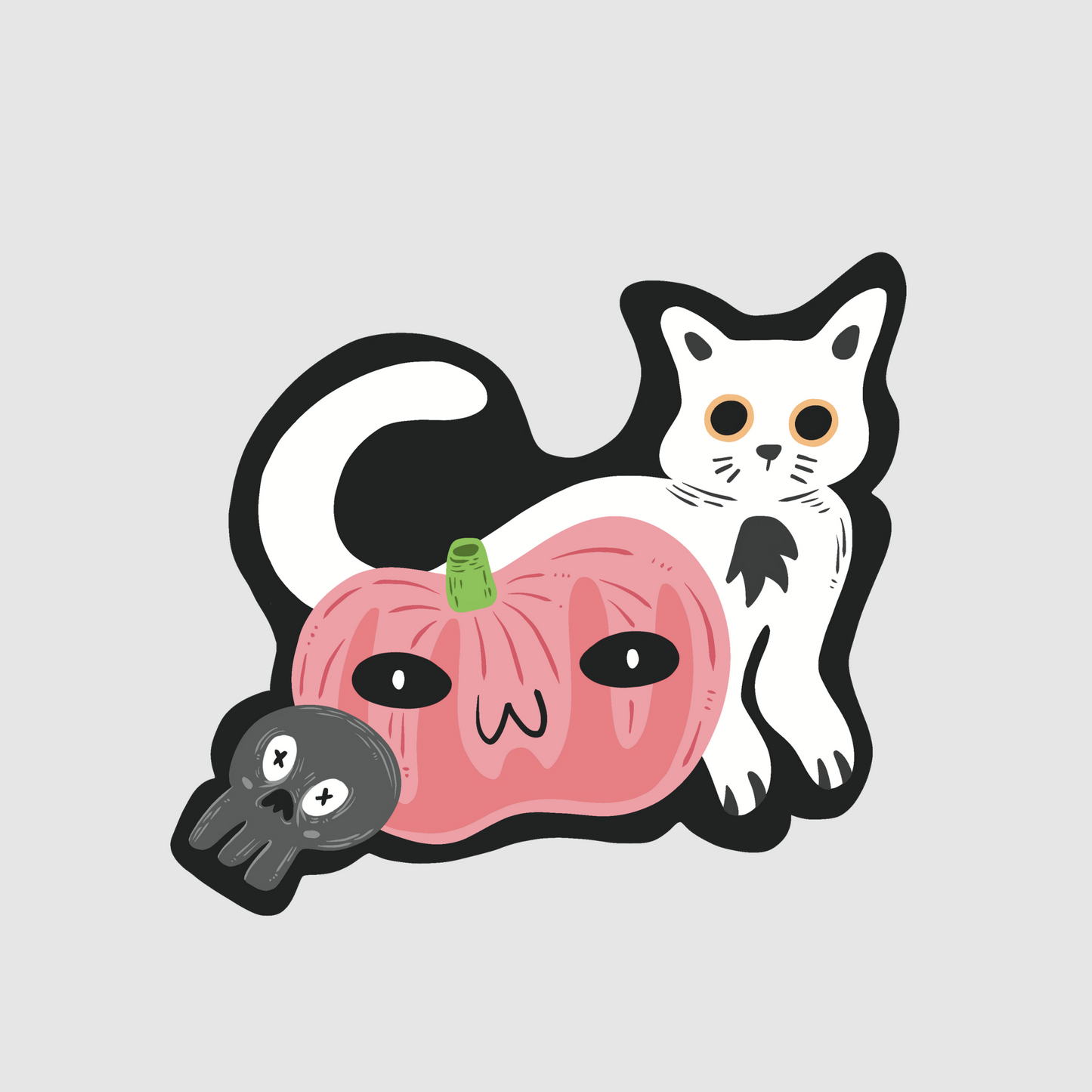 Halloween - cat and pumpkin sticker