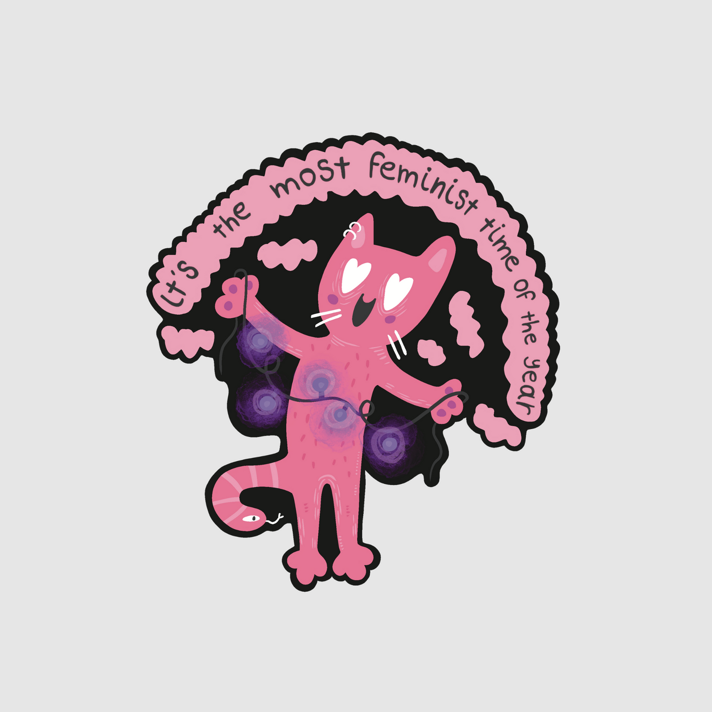 Christmas cat -it's the most feminist time of the year sticker
