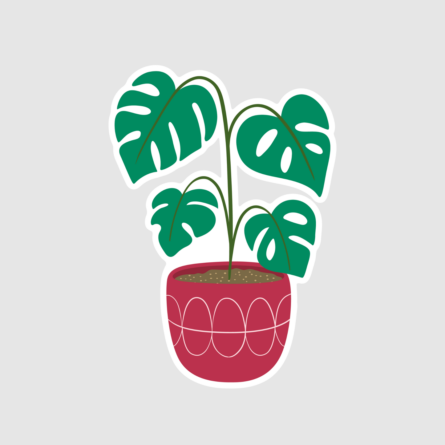 Monstera fuchsia clay pot sticker - plant sticker