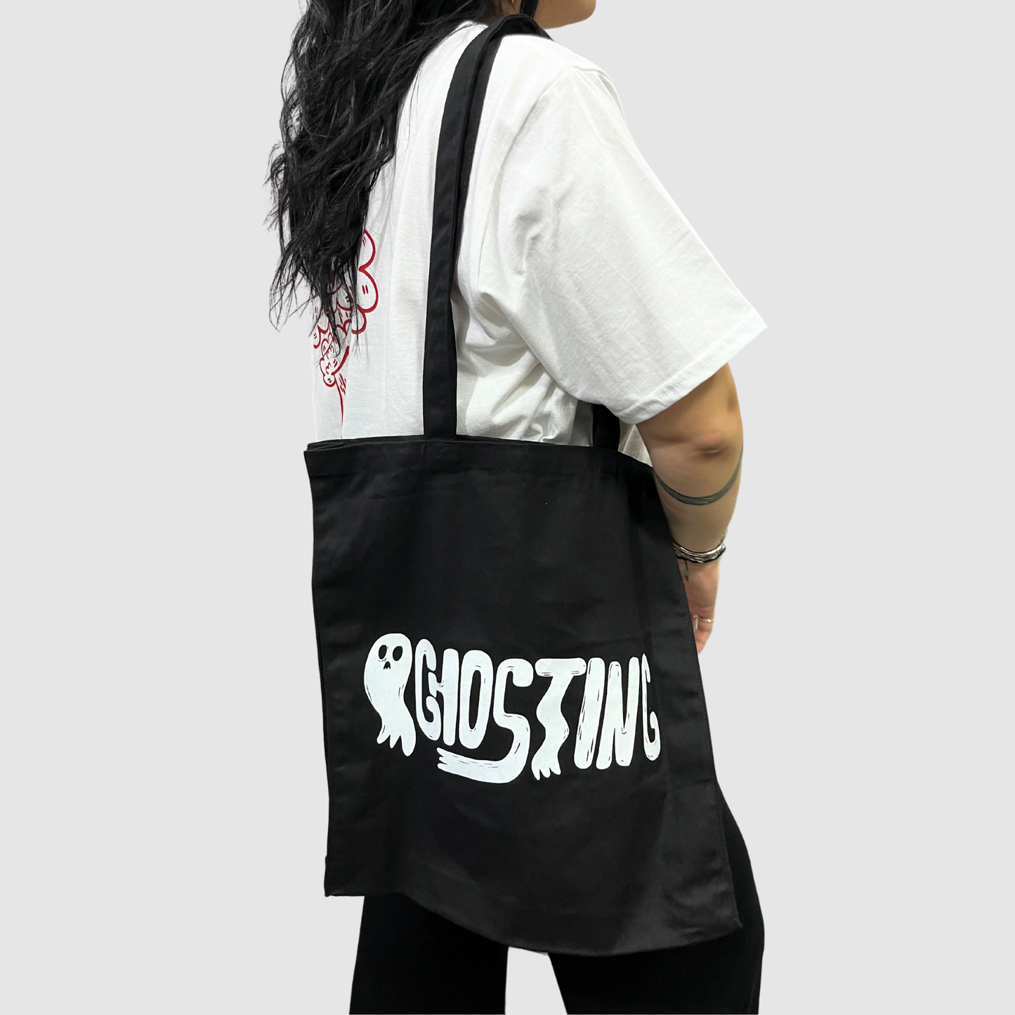 Ghosting black tote bag