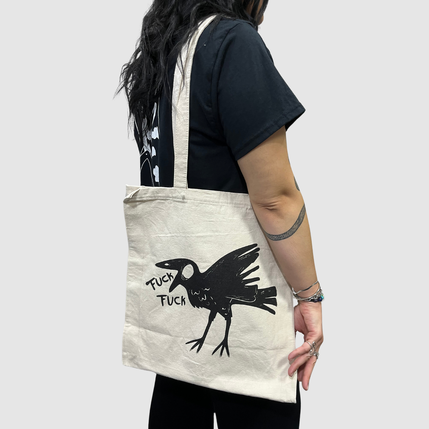 Cursing crow - f*uck f*ck tote bag