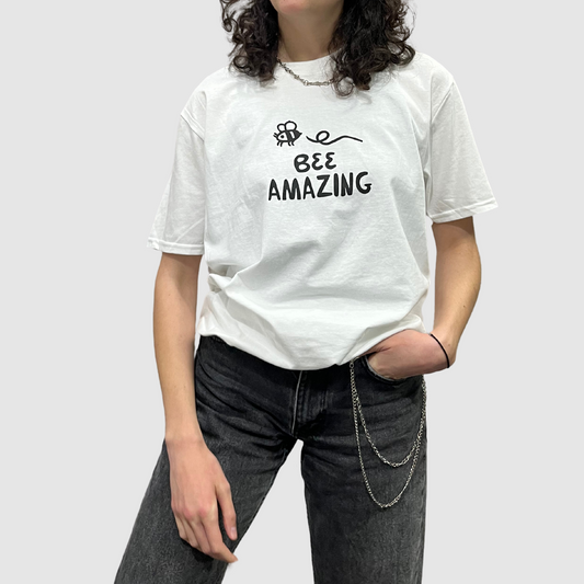 Bee Amazing Flowers and Nature White T-Shirt