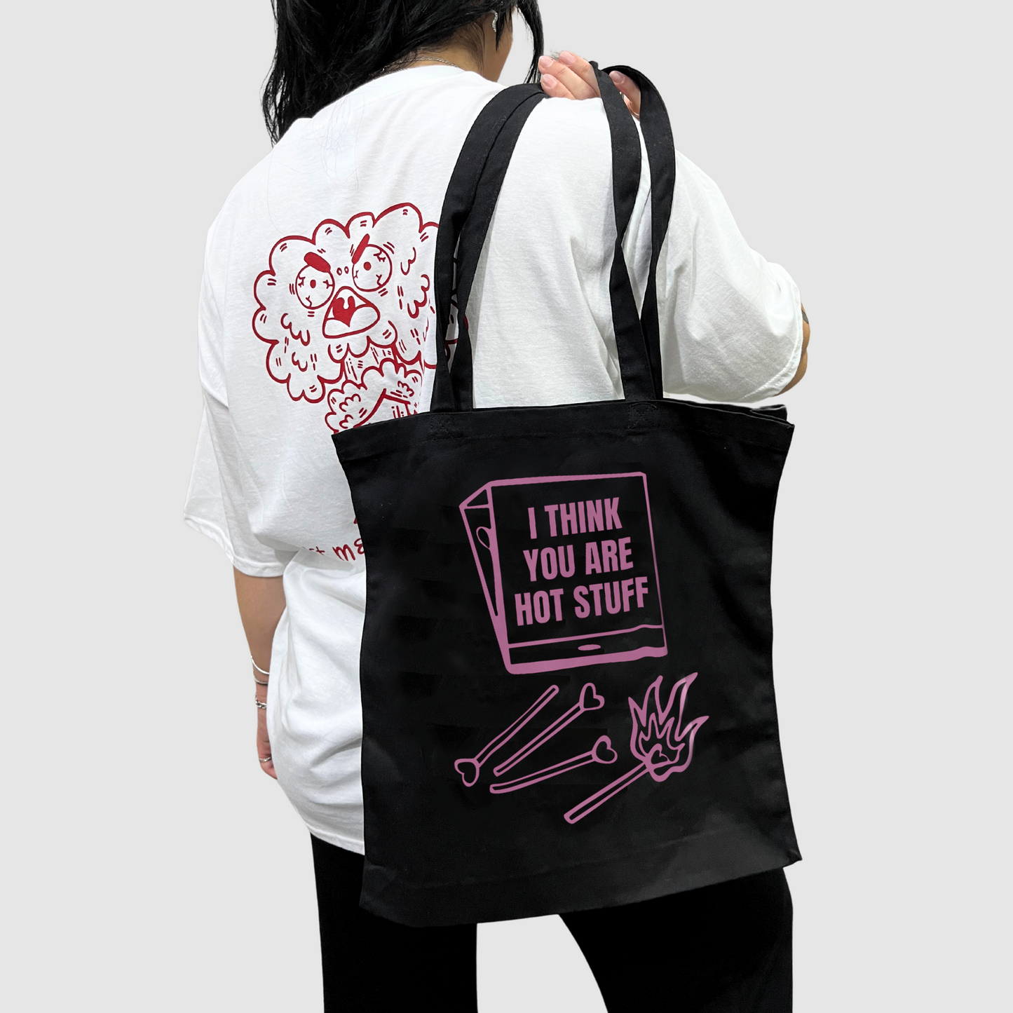 I Think You Are Hot Stuff Black Tote Bag