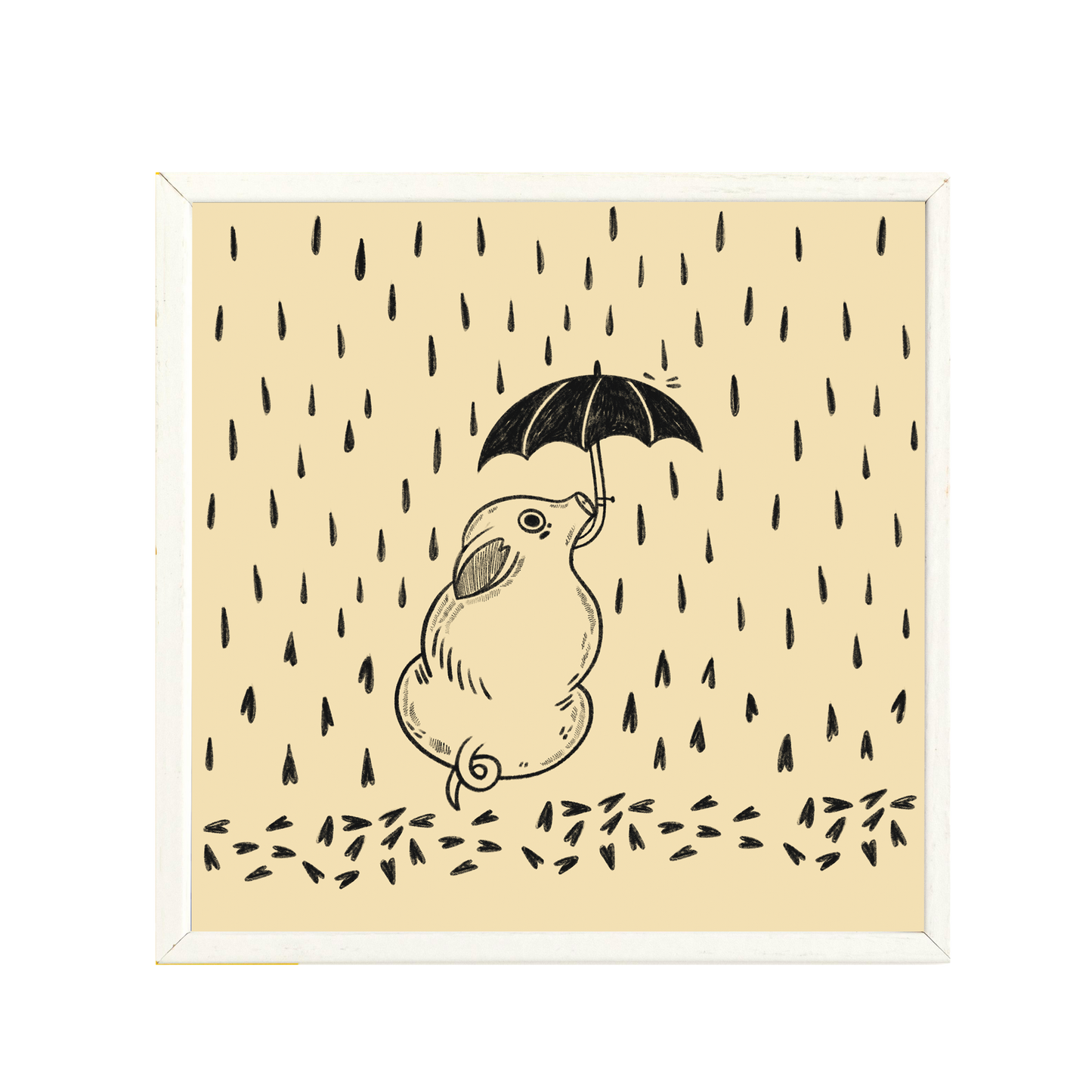 Pouring rain - pig in the rain print