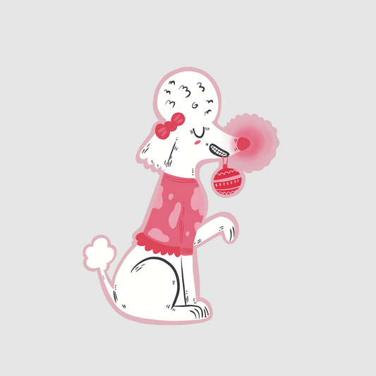 Dog - xmas poodle sticker