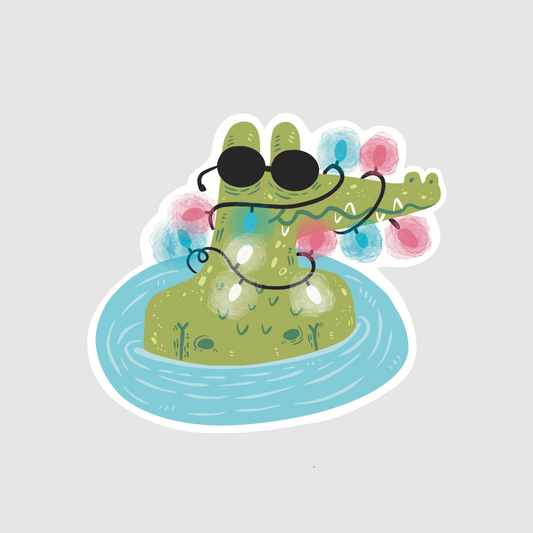 Crocodile - christmas lights sticker